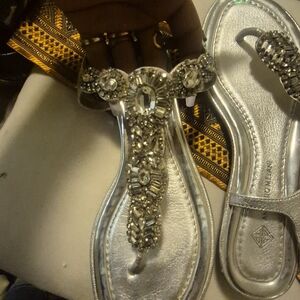 ANTONIO MELANI Silver Embellished Sandals